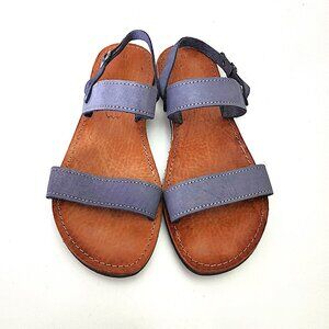 Greek handmade dusty blue leather sandals